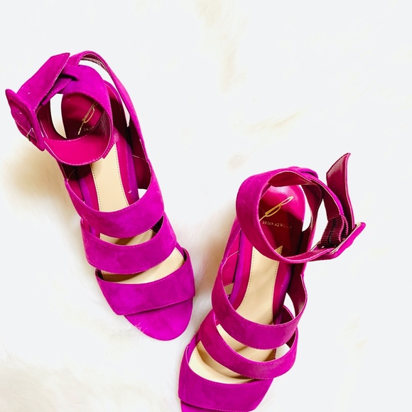 Brian Atwood Hot Pink Suede Baily Sandals - Picture 3 of 4